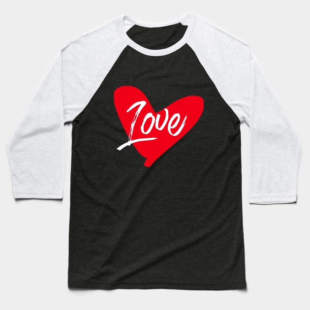 Love Red Heart Baseball T-Shirt by TeeLover